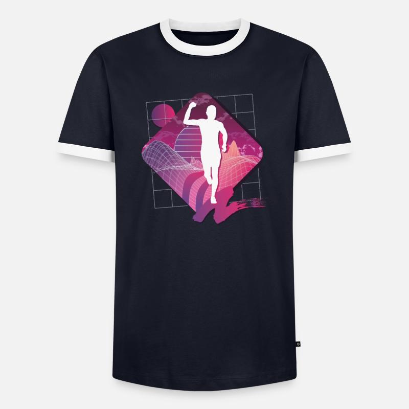 Vaporwave Synthwave Marathon, Trailrunning Männer Kontrast-T-Shirt