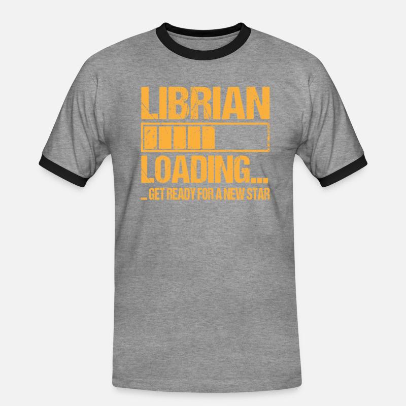 Librarian loading Librarian Training - Men's Ringer Shirt - heather grey/black