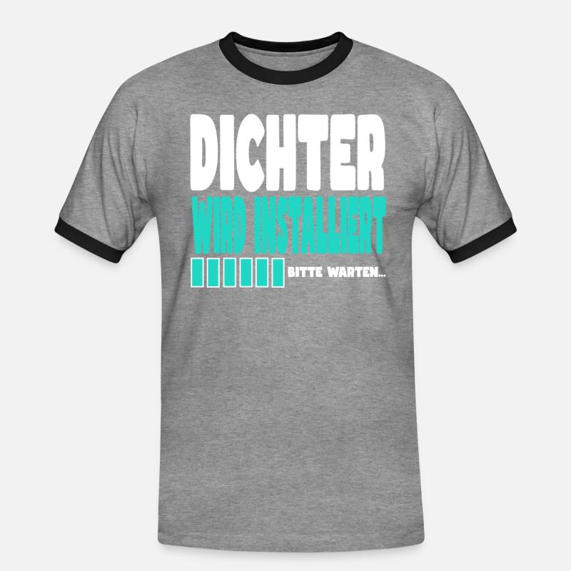 Dichter wird installiert - Männer Kontrast-T-Shirt - Grau meliert/Schwarz