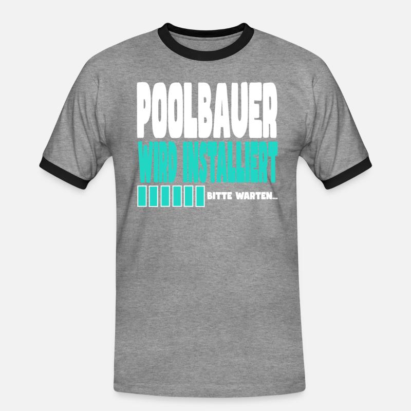 Poolbauer wird installiert - Männer Kontrast-T-Shirt - Grau meliert/Schwarz