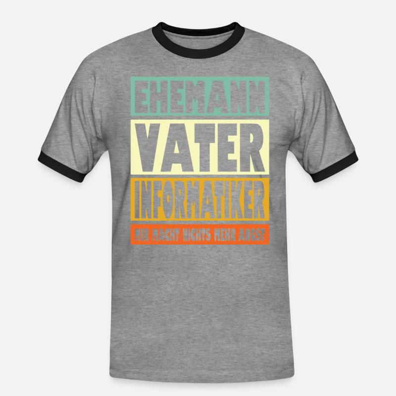 Informatiker Vater Ehemann Held - Männer Kontrast-T-Shirt - Grau meliert/Schwarz