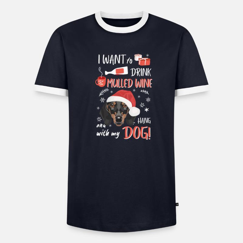 Teckel Vin chaud Noël T-shirt contrasté Homme