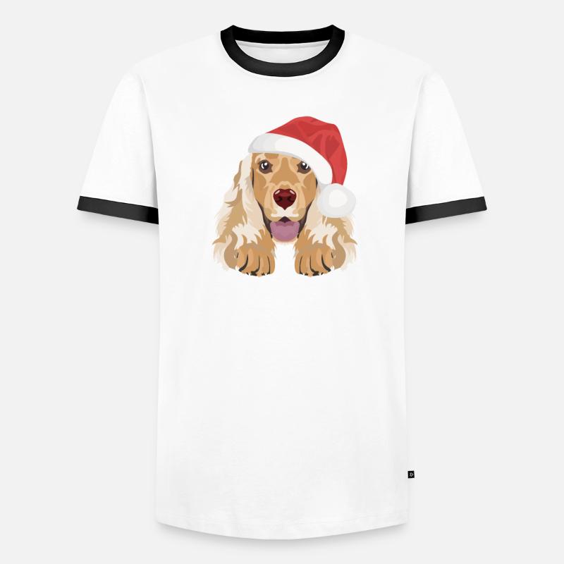 Deutsch Cocker Spaniel Joyeux Noël T-shirt contrasté Homme