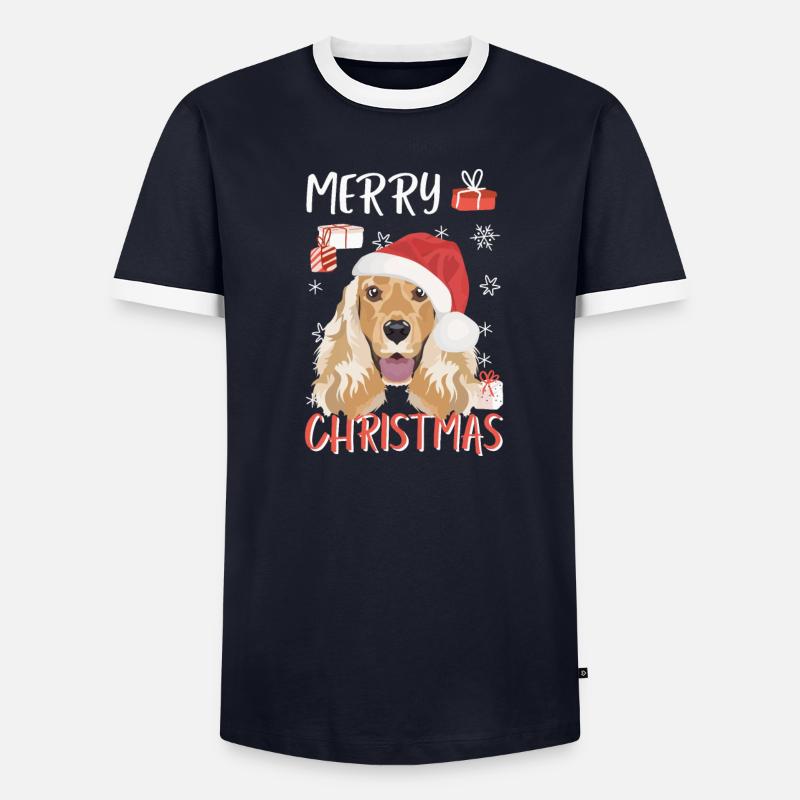 Deutsch Cocker Spaniel Joyeux Noël T-shirt contrasté Homme