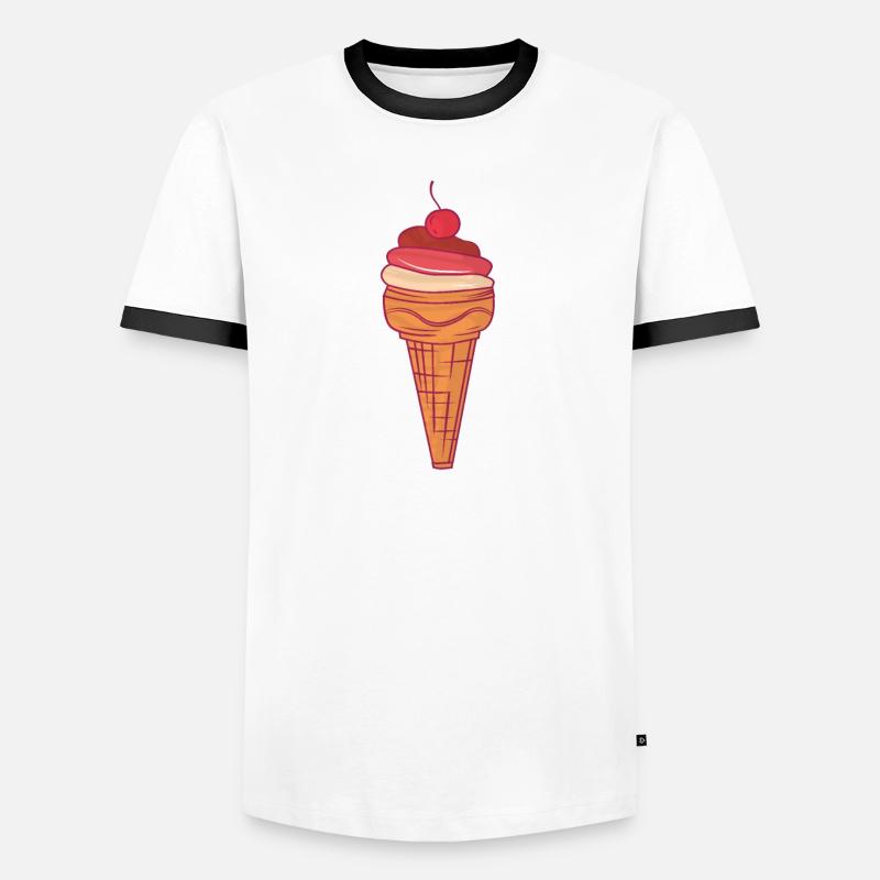 Eis Mit Kirsche In Einer Waffel Männer Kontrast-T-Shirt