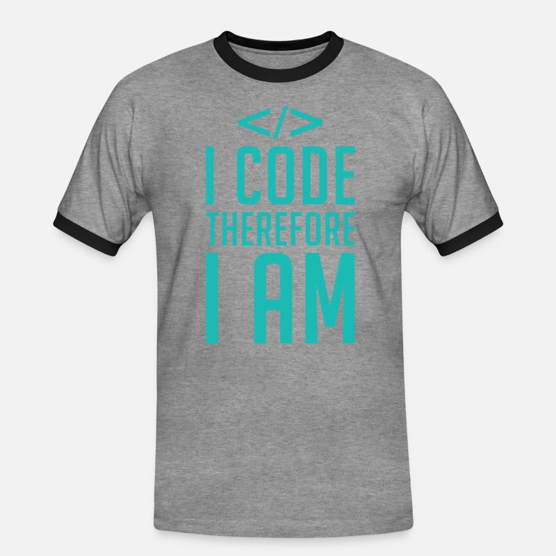 Code Codeur Programmeur Développeur Codeur - T-shirt contrasté Homme - gris chiné/noir