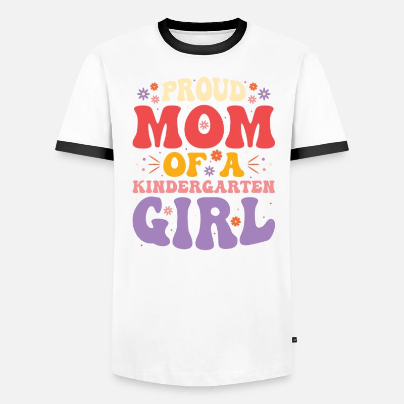 Stolze Mutter Eines Kindergartenmädchens Männer Kontrast-T-Shirt
