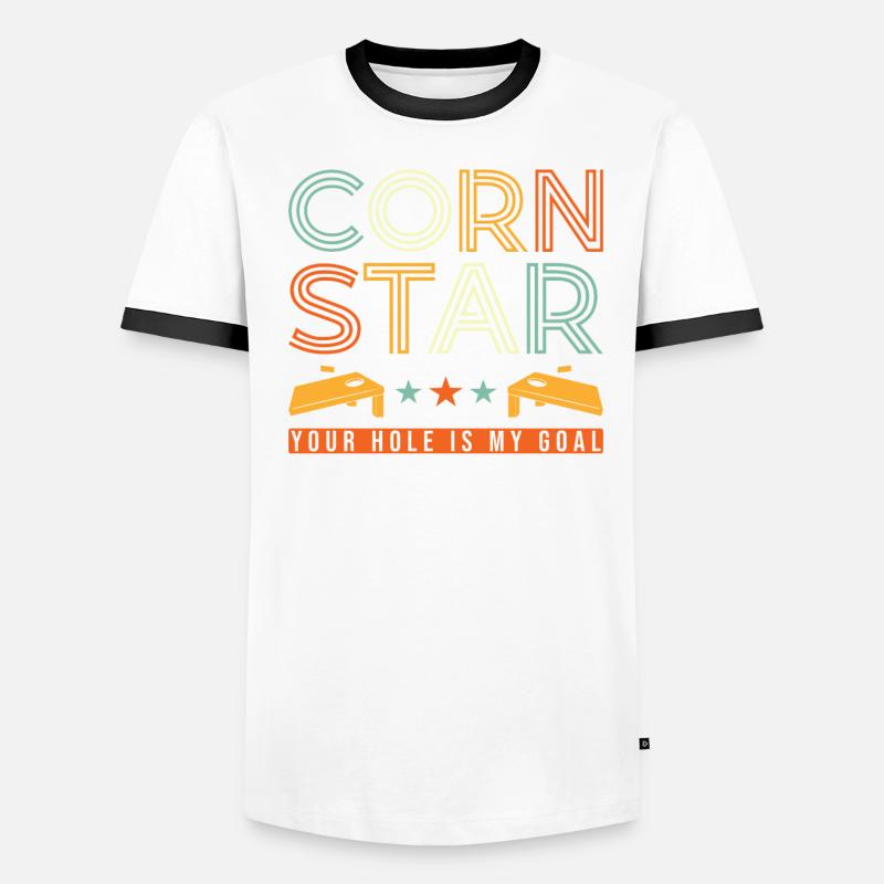 Cornstar Cornhole Jeu drôle T-shirt contrasté Homme