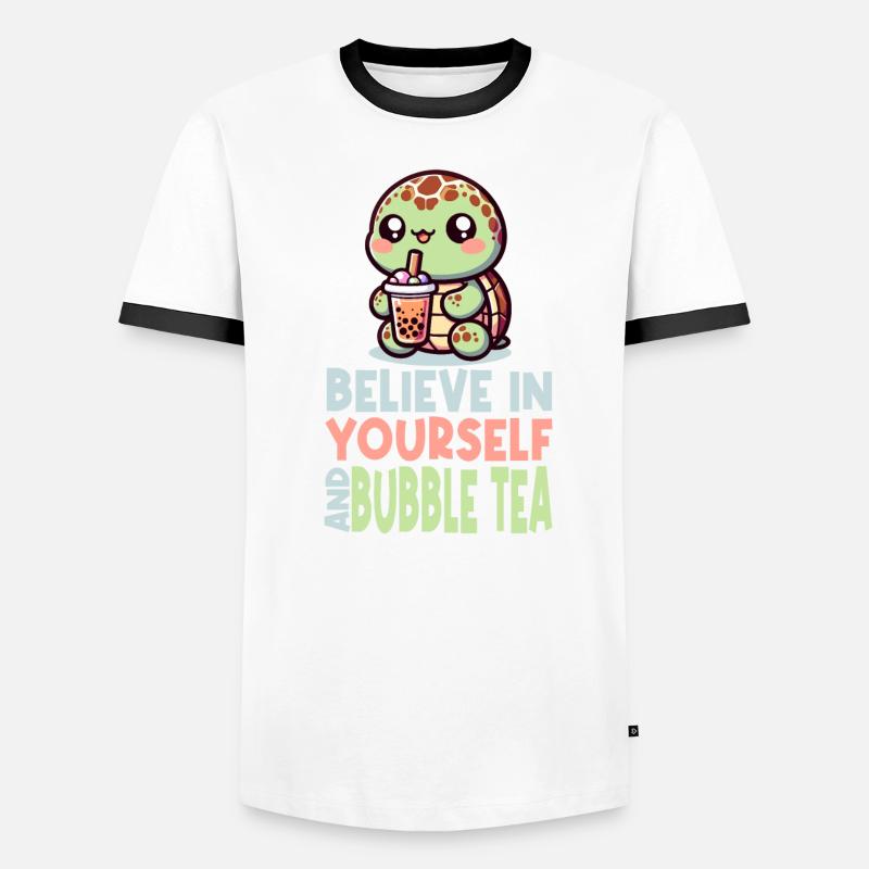Kawaii Turtle Bubble Tea Glaube an dich selbst Männer Kontrast-T-Shirt