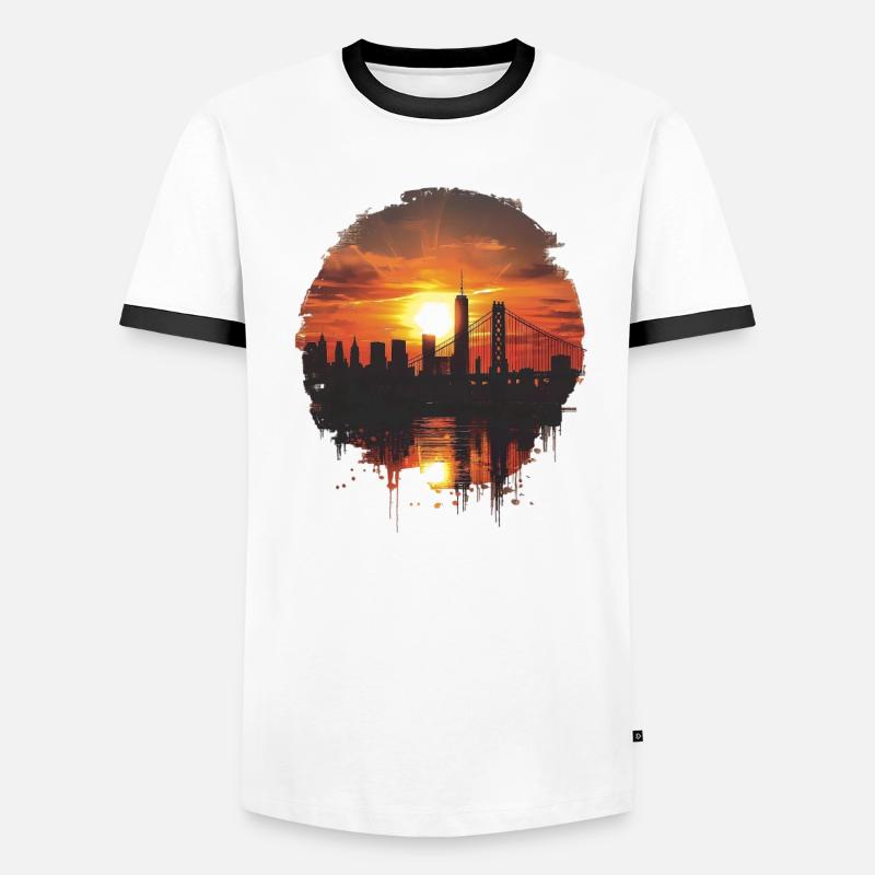 Sunset panorama with skyline Men's Ringer Shirt