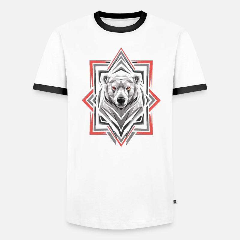 Geometric Polar Bear Head Artwork Men's Ringer Shirt