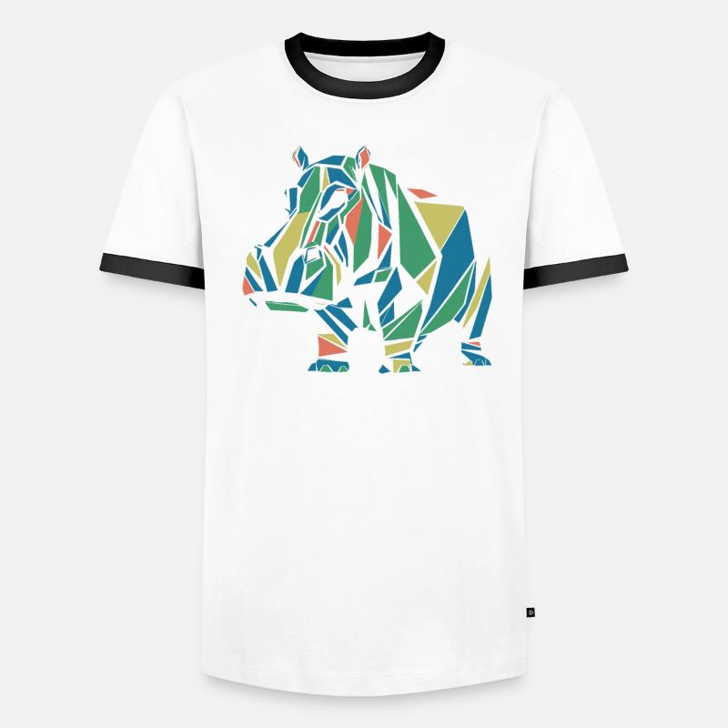 Buntes Geometrisches Nilpferd Design Männer Kontrast-T-Shirt