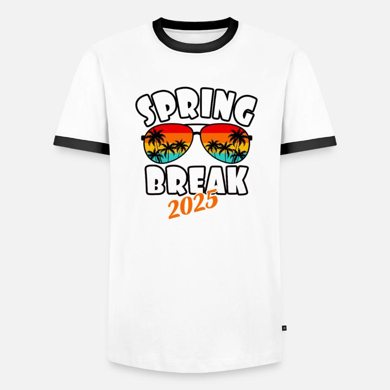 Spring Break 2025 Retro Sunset & Beach Men's Ringer Shirt