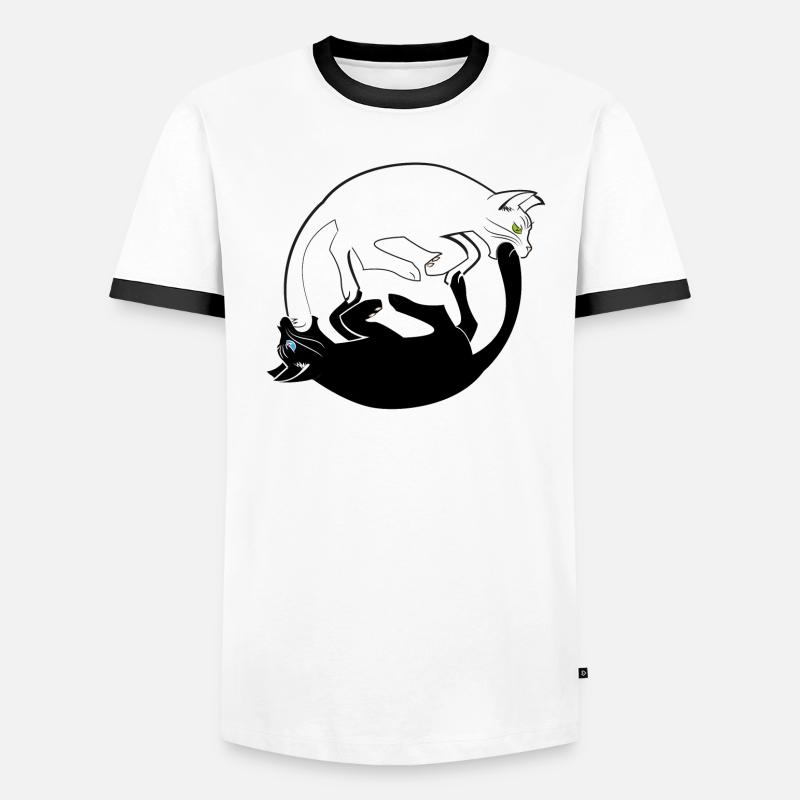 psychedelisch Katzen Männer Kontrast-T-Shirt