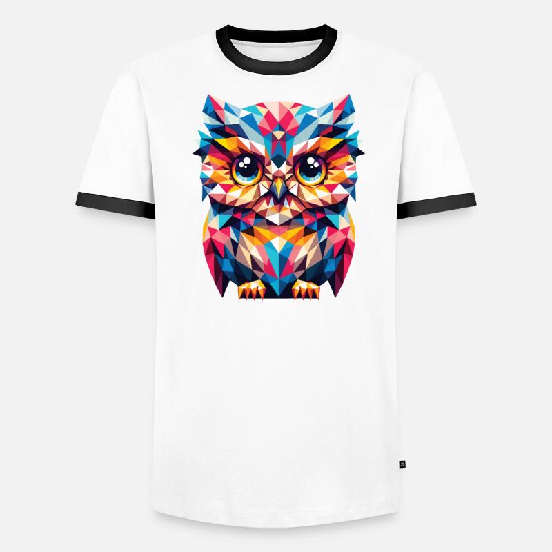 Polygon Eule geometrisch Männer Kontrast-T-Shirt