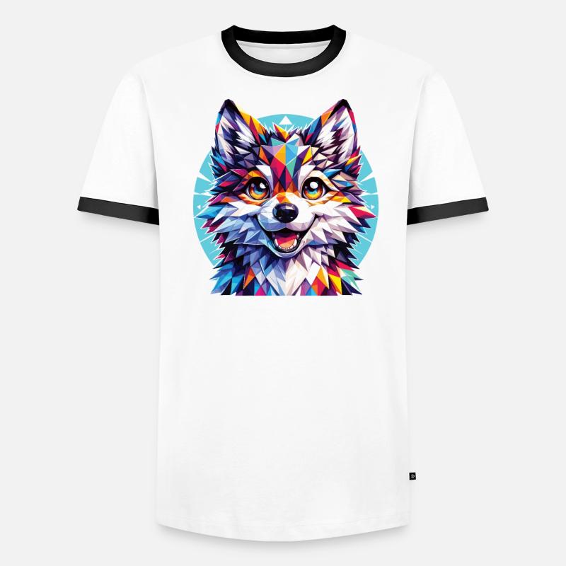 Polygon Wolf Junge Männer Kontrast-T-Shirt
