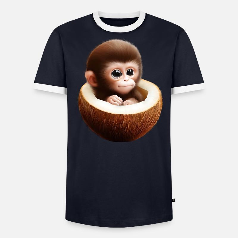 Singe dans une noix de T-shirt contrasté Homme