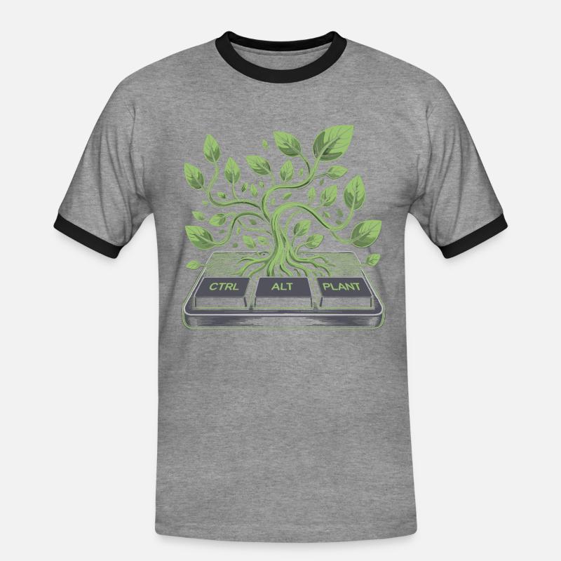 ctrl alt plant garden design - Men's Ringer Shirt - heather grey/black