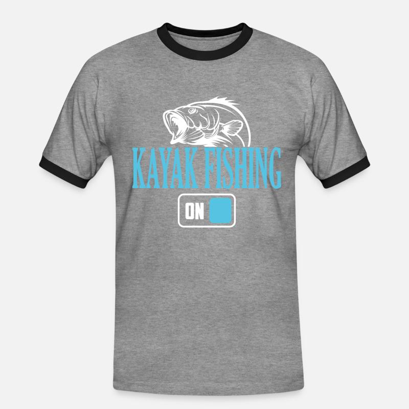 Fischer-Kajak-Angelmodus Ein - Männer Kontrast-T-Shirt - Grau meliert/Schwarz