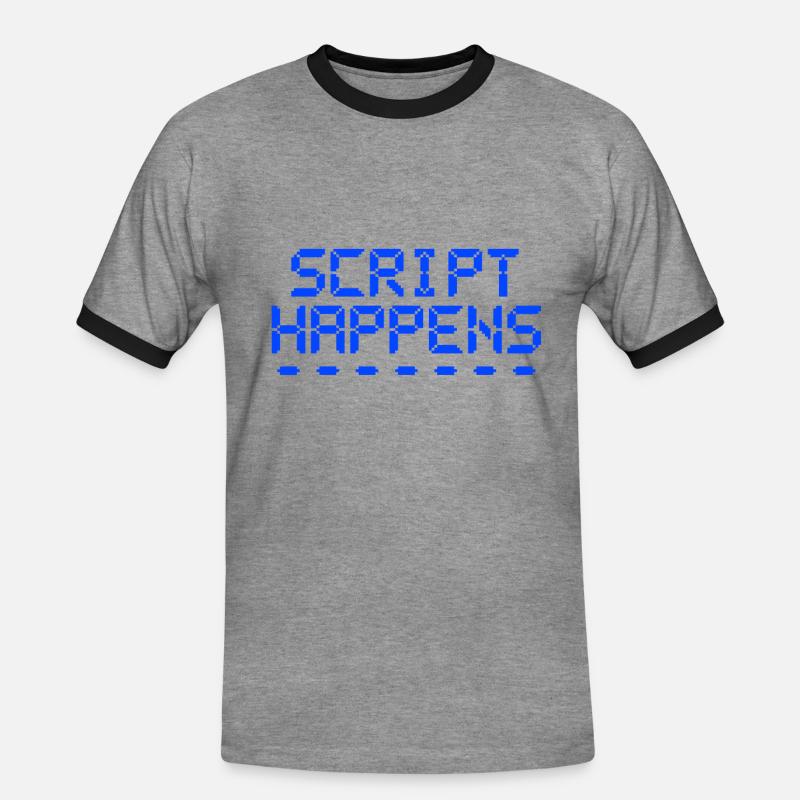 Computer Programming Script Happens Programmer - Men's Ringer Shirt - heather grey/black
