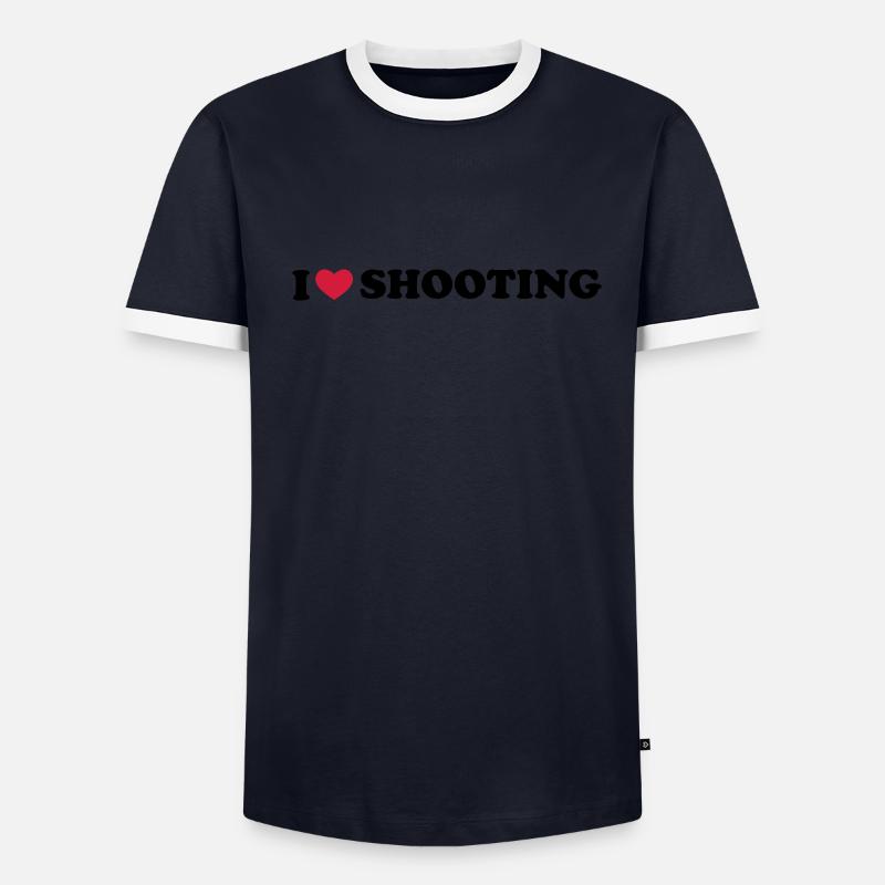 I Love Shooting Männer Kontrast-T-Shirt