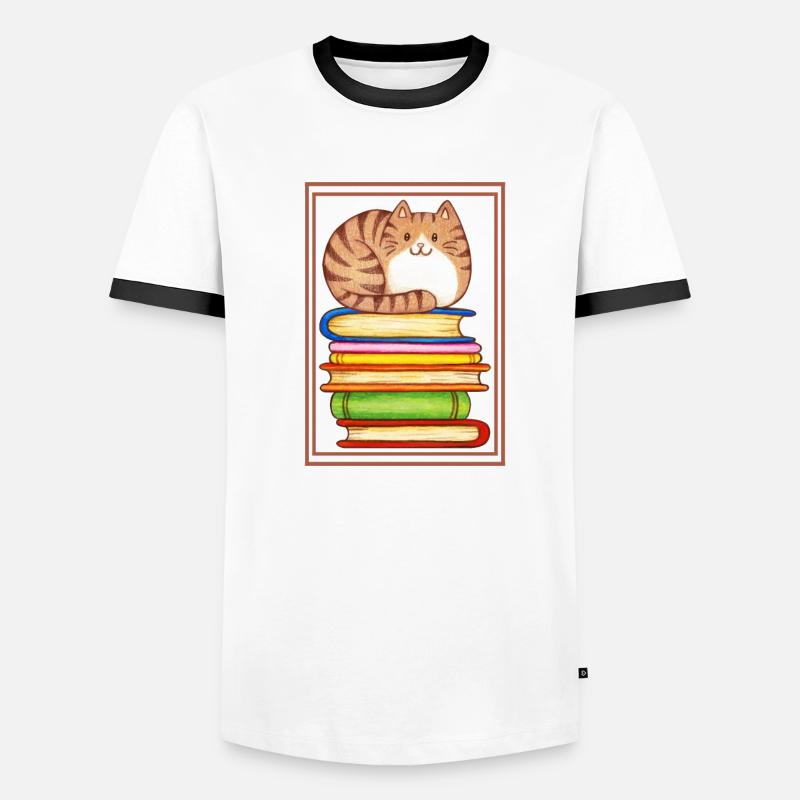 Lehrer-Lesebuch Cat Silence Read Männer Kontrast-T-Shirt