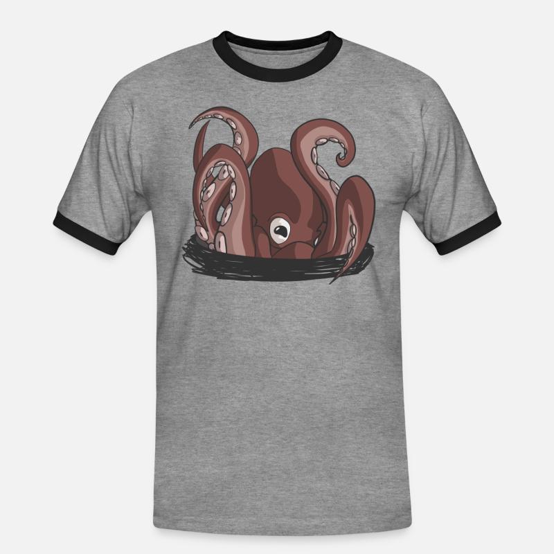 Der Beginn der Krake - Männer Kontrast-T-Shirt - Grau meliert/Schwarz