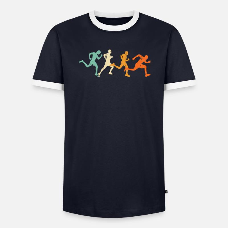Retro Sprint Läufer Athlet Marathon Leichtathletik Männer Kontrast-T-Shirt