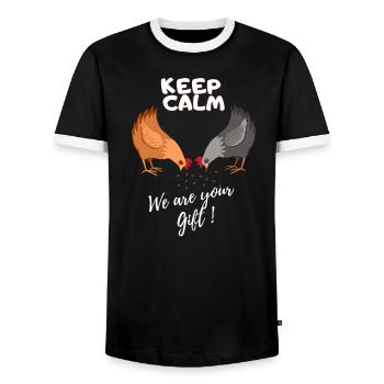 keep calm we are your gift - T-shirt contrasté Homme - noir/blanc - Devant - AI Model Female 172 light (172cm) & AI Model Male 178 light (178cm)