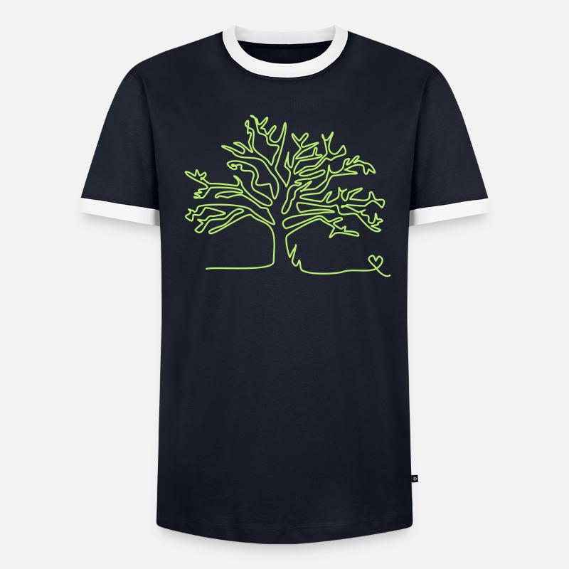one line tree Männer Kontrast-T-Shirt