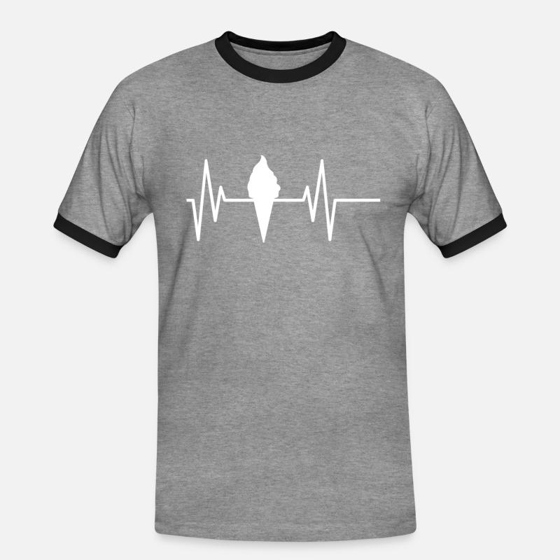 HERZFREQUENZ EISCREME - Männer Kontrast-T-Shirt - Grau meliert/Schwarz