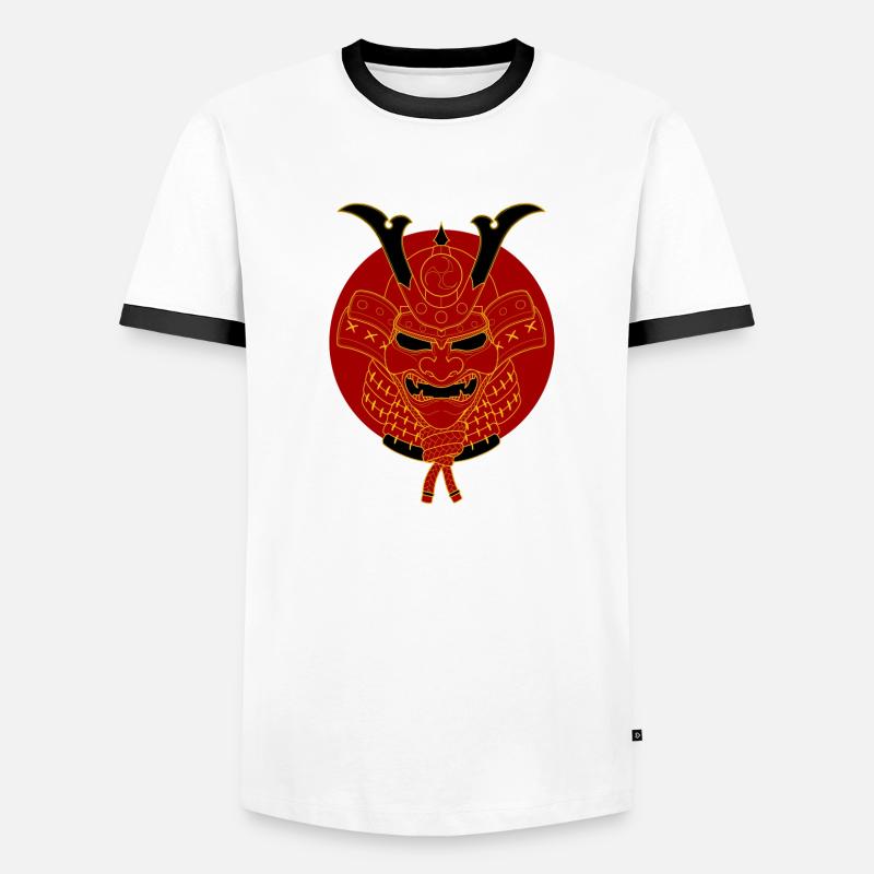 Roter Samurai Krieger Männer Kontrast-T-Shirt