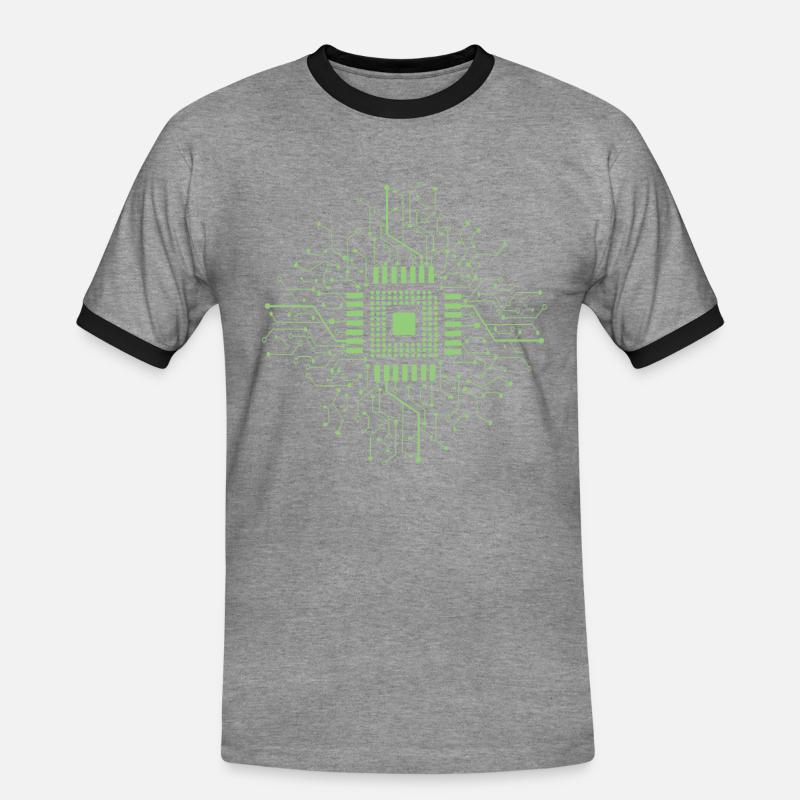 Microcontroller electronics - Men's Ringer Shirt - heather grey/black