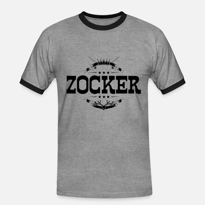Zocker Gamer - Männer Kontrast-T-Shirt - Grau meliert/Schwarz