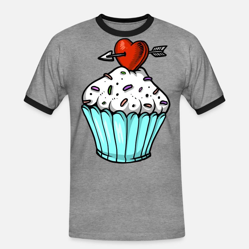 cupcake - Men's Ringer Shirt - heather grey/black