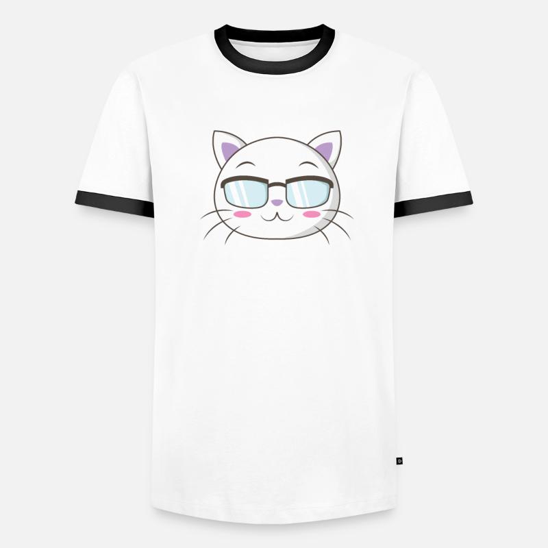 Chat de nerd avec des lunettes de nerd T-shirt contrasté Homme