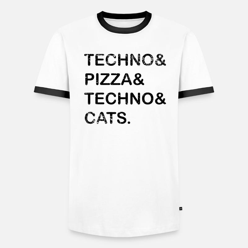 Techno Pizza Techno Cat's Gift T-shirt contrasté Homme