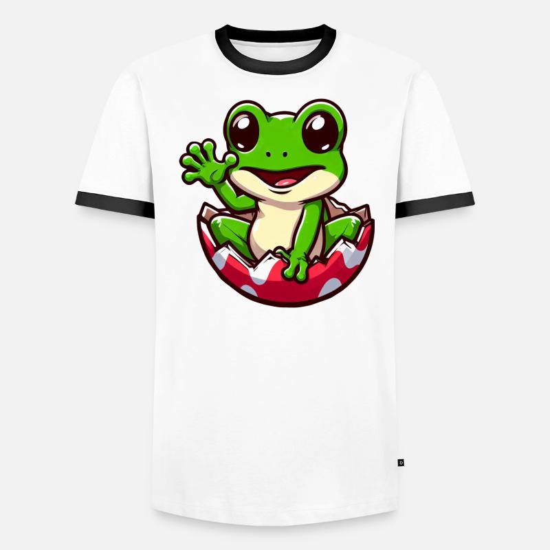Oeuf de Pâques coloré avec conception de grenouille éclosion T-shirt contrasté Homme