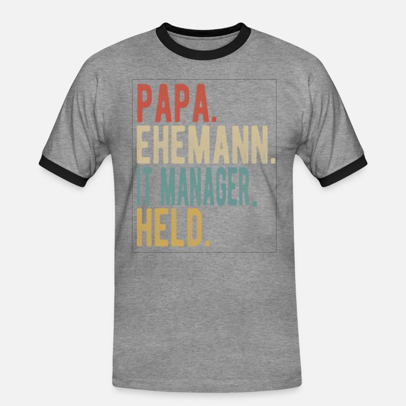 It Manager Papa Ehemann Held - Männer Kontrast-T-Shirt - Grau meliert/Schwarz