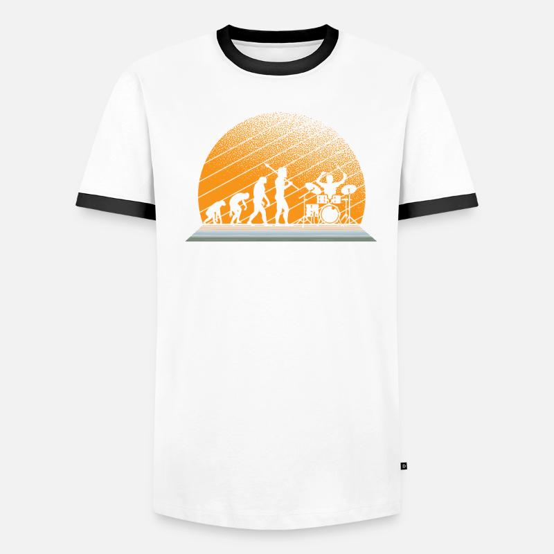 Drummer Schlagzeug Evolution Vollmond Bühne Männer Kontrast-T-Shirt