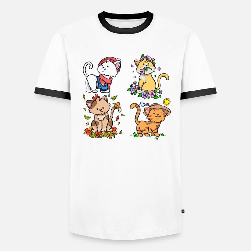 Chaque saison est une saison de chat Saisons Chats T-shirt contrasté Homme