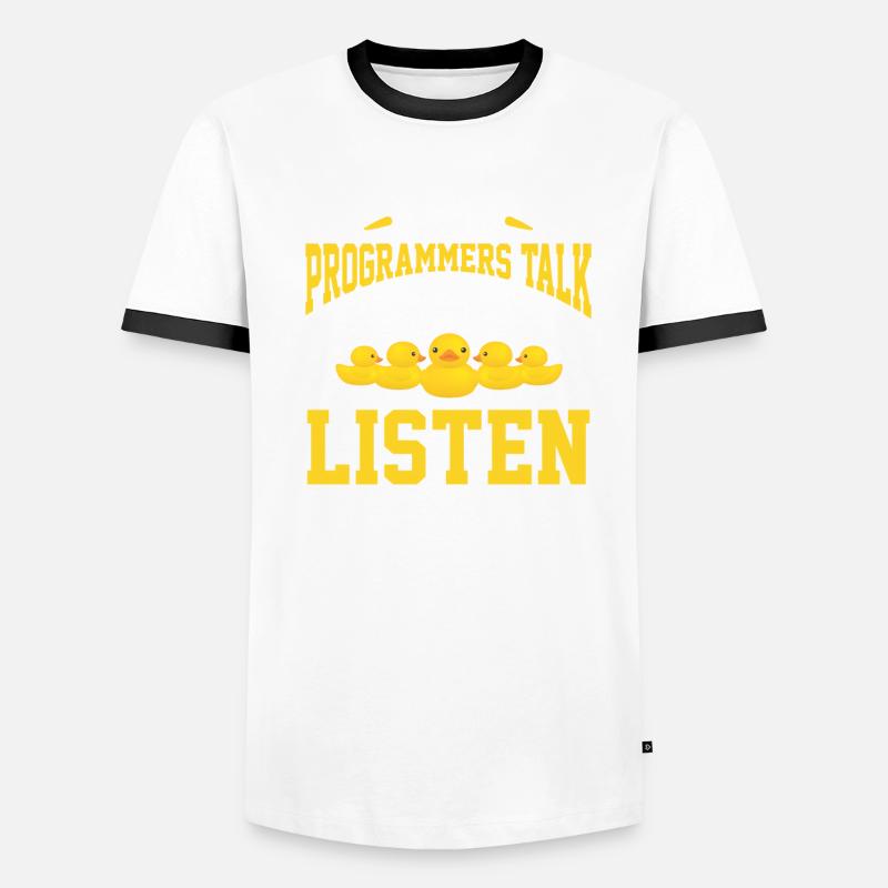 IT programmer developer rubber duck Men's Ringer Shirt