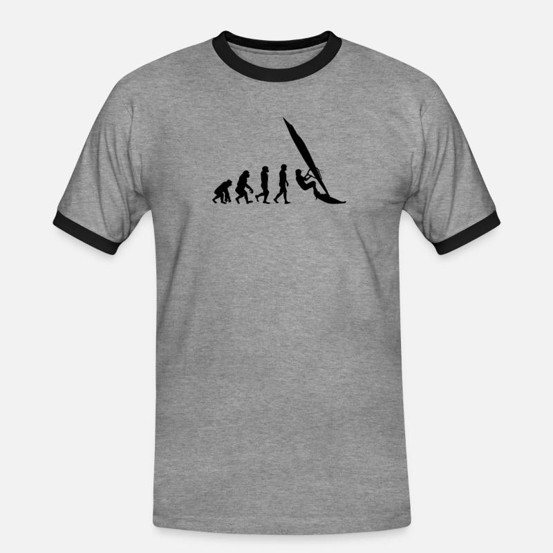 Windsurfing Evolution Wind Surfer - Men's Ringer Shirt - heather grey/black
