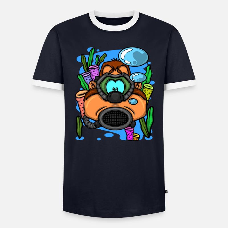 Scuba Diver Monkey Diving Goggles Scuba Diving Männer Kontrast-T-Shirt
