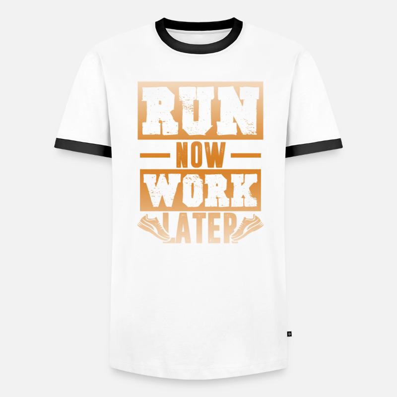 run now work later Men's Ringer Shirt