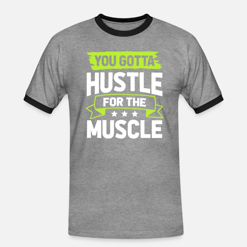 muscles hustle - Men's Ringer Shirt - heather grey/black