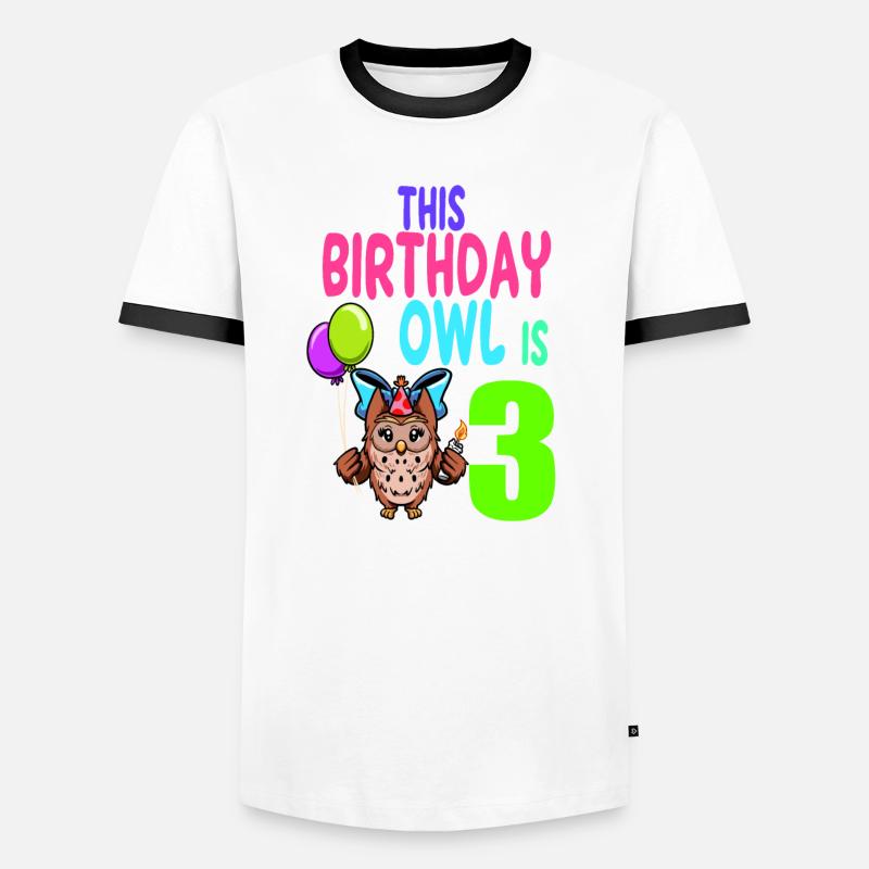 Eule Geburtstag Kinder Mädchen 3. Geburtstag Eule Liebhaber Männer Kontrast-T-Shirt