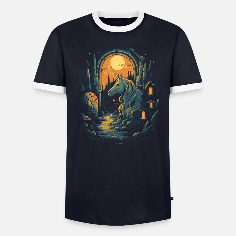 Dunkle Nacht Einhorn Männer Kontrast-T-Shirt