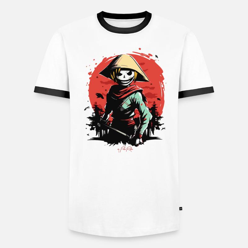 Schlanker Reisbauer Zombie Samurai Männer Kontrast-T-Shirt