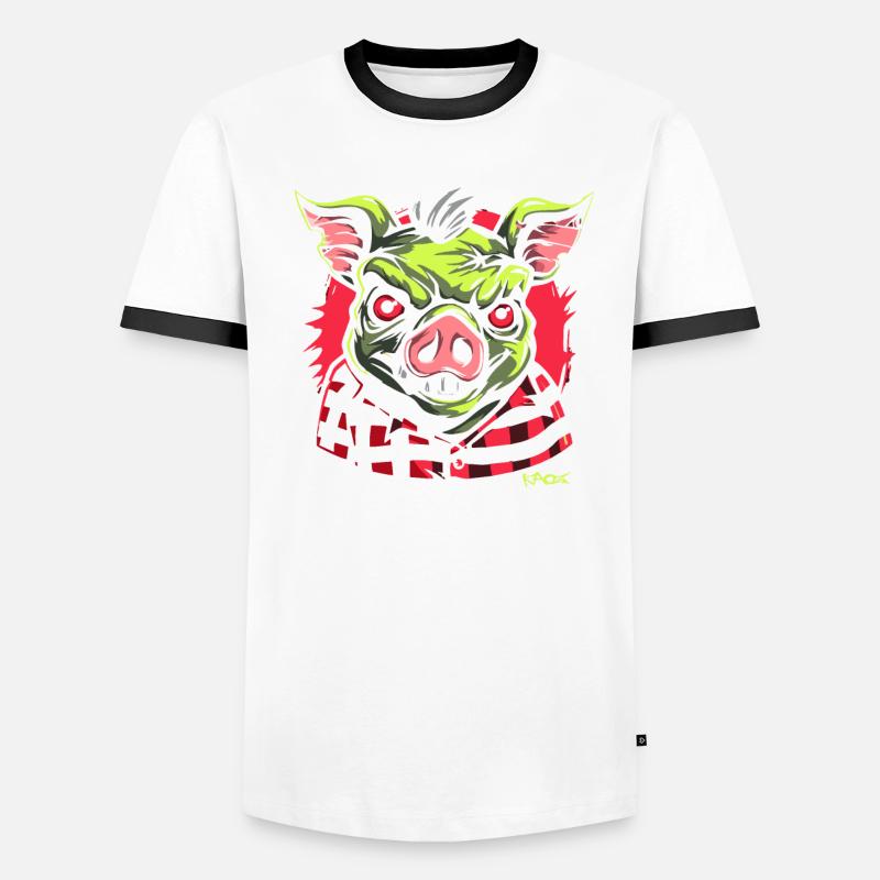 Cochon vert maléfique T-shirt contrasté Homme